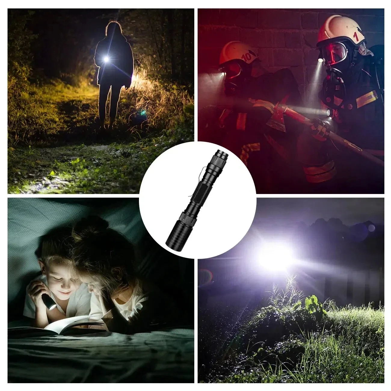 Bright Tactical Led Flashlight 5 Lighting Modes Adjustable Torch for Home Camping