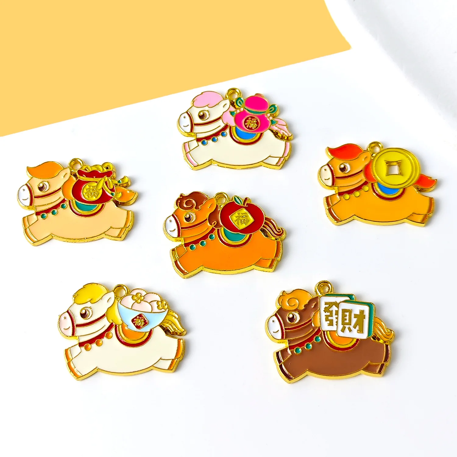 

12Pcs Alloy Enamel Oil Dripping Horse Pendant Charms Handmade DIY Necklace Bracelet Earrings Keychain Accessories Jewelry Making