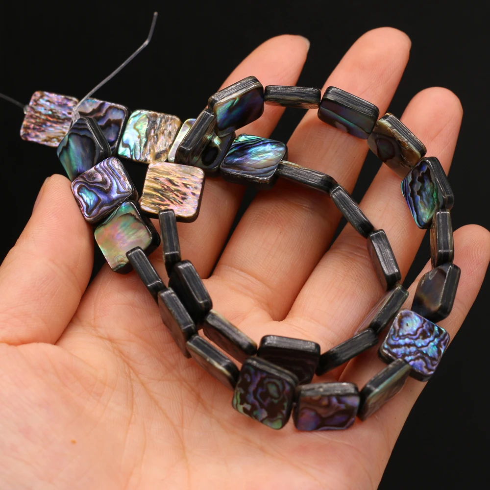 DIY-Perlen in quadratischer Form, Isolationsperlen, Perlen aus Abalone-Muschel, 8–14 mm, zum Basteln von Schmuck, für DIY-Halsketten, Armbänder, Ketten und Ohrringe. – Detail 5