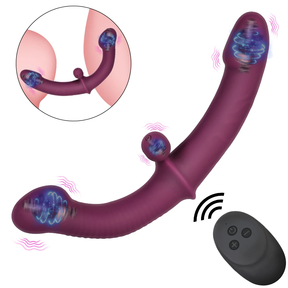 Strapless Strapon Dildo Vibrator Double-head Vibrating 10 Speeds Anal Prostate Massager G Spot Vibrators