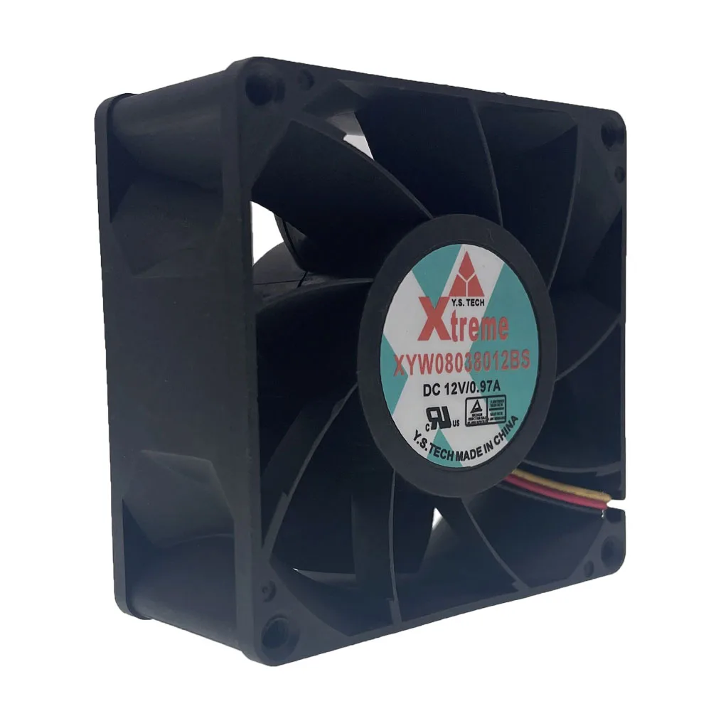 

80mm High Speed Fan Y.S.TECH XTREME XYW08038012BS 8038 12V 0.97A 80X80X38mm Dual Ball Bearing Server Inverter Fan 3Pin