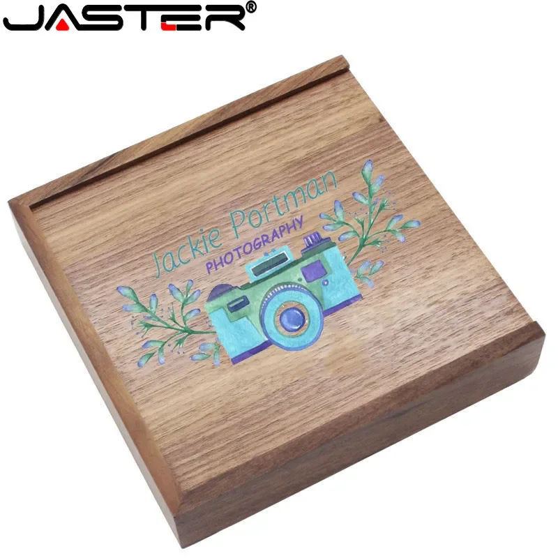 JASTER Wooden Photo Album+usb Flash Drive 64GB Free Color Customization High-speed Pen Drive 32GB Wedding Studio170mm*170mm*35mm