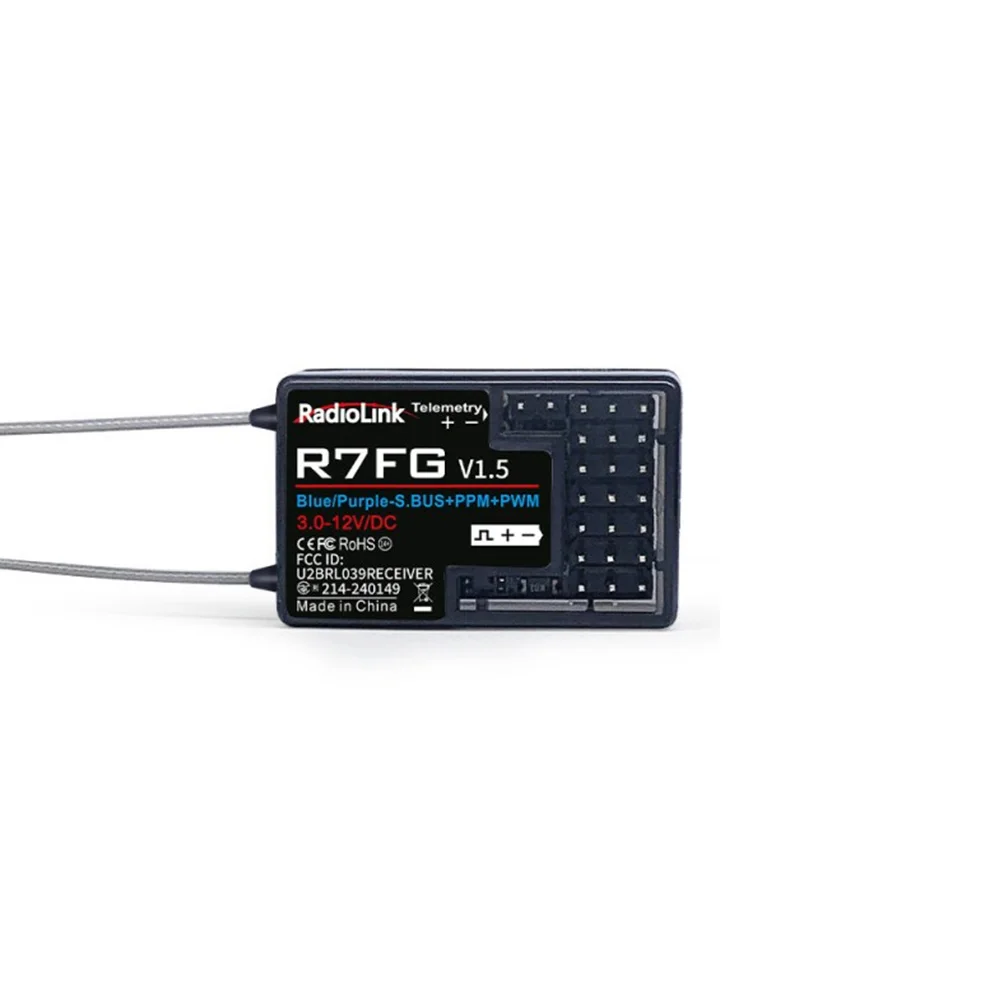 Radiolink R7FG V1.5 7 Channle 2.4G Gyro RC Receiver Car Voltage Transmission Telemetry 600m Long Range RX for Drifting Car
