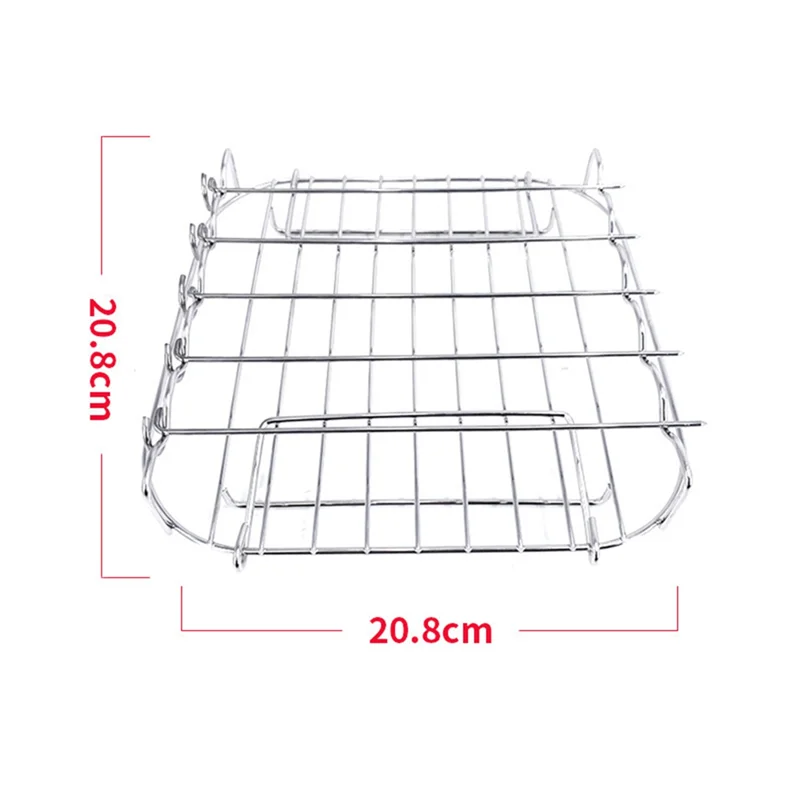 9 Inch Stainless Steel AirFryer Grill Rack Versatile Square Roasting Grill with Skewers Baking Tray AirFryers Holder