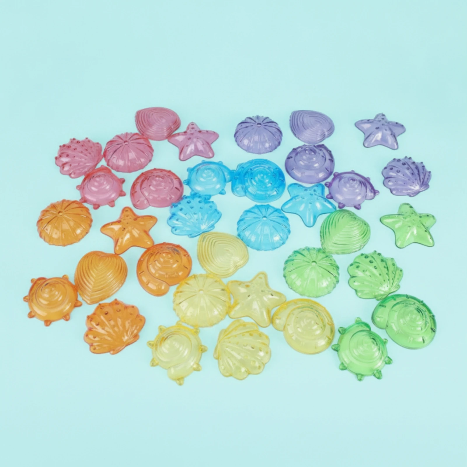 

Ocean Play Set Translucent Shell Toy Sea Star Toy Molded Ridges Acrylic Seashells Rounded Edges for Treasure Search