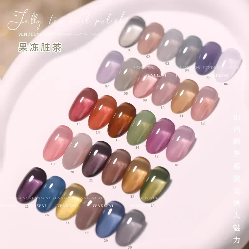 

30 Colors Jelly Transparent Gel Nail Polish Nude Pink Skin Color UV Soak Off Gel Varnish Jade Nail Art Gel Lacquer 15ml