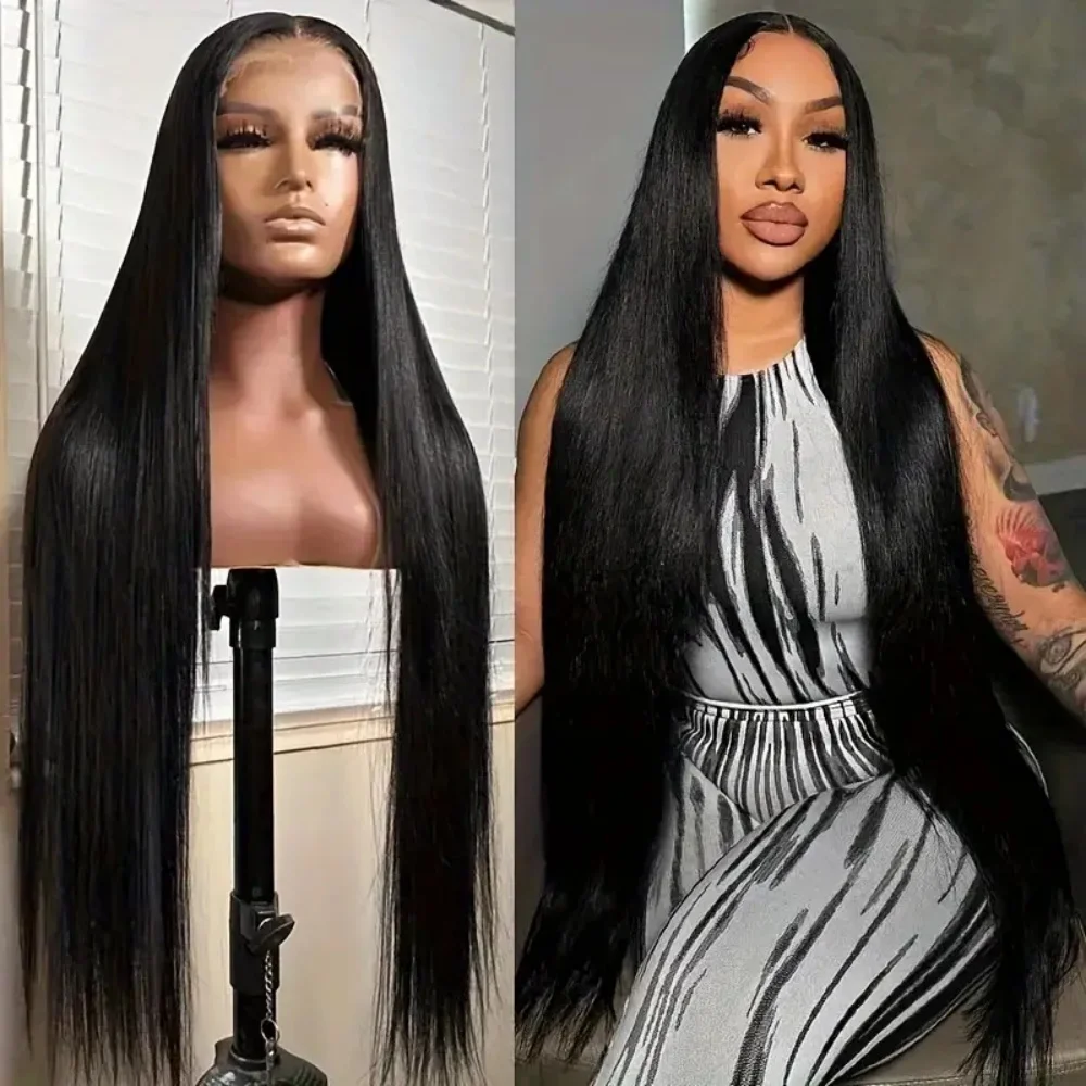 36 Inch Straight 360 Lace Front Wigs 200% Density 13x4 Swiss Lace Front Wigs For Women Straight Lace Frontal Wigs Natural Color