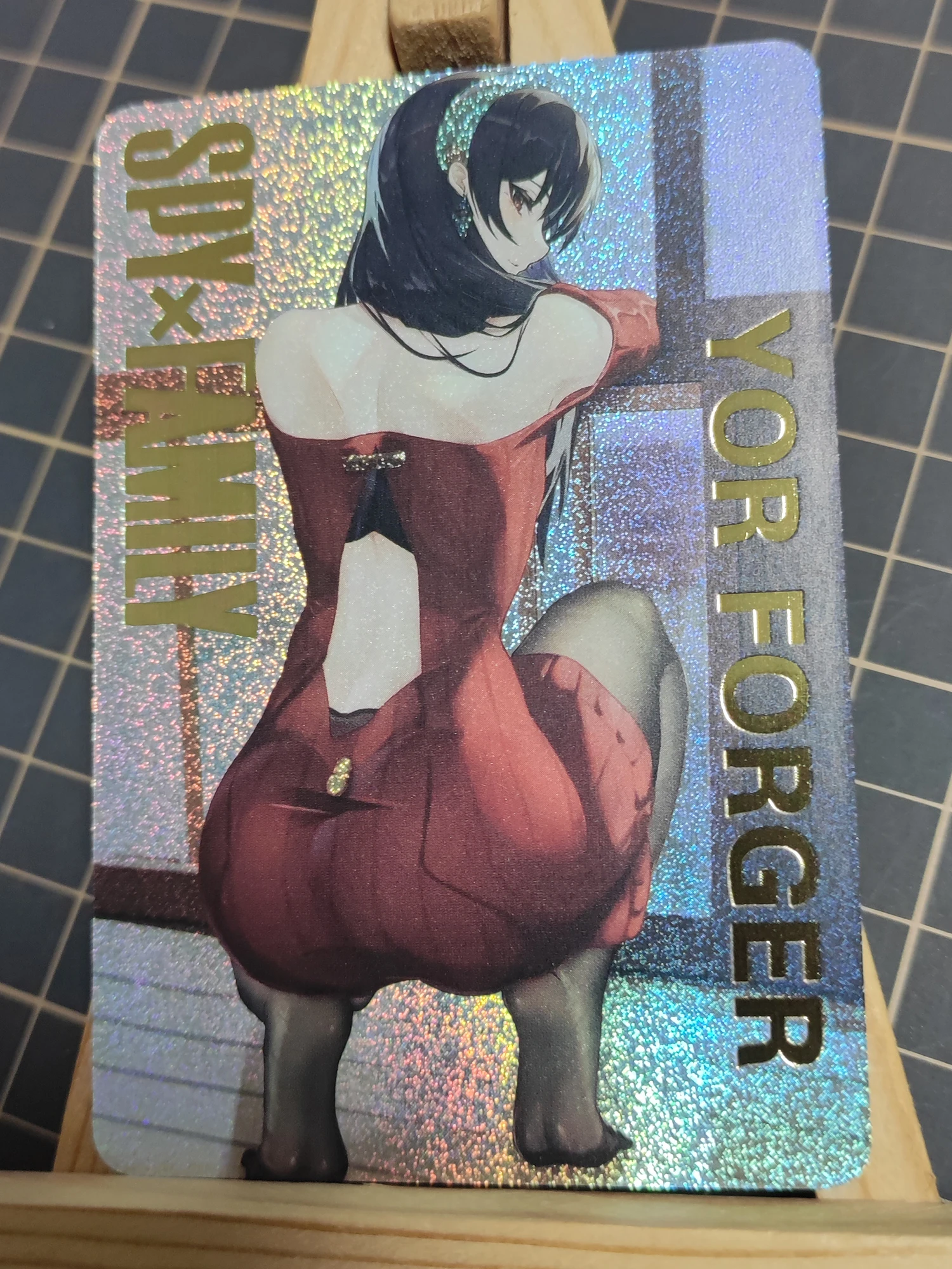 Diy SPY×FAMILY Yor Forger Self-made Card Gilding Flash Cards The Folded Light Sparkles. Starlight Flashes Anime Toy Gift Cartoon