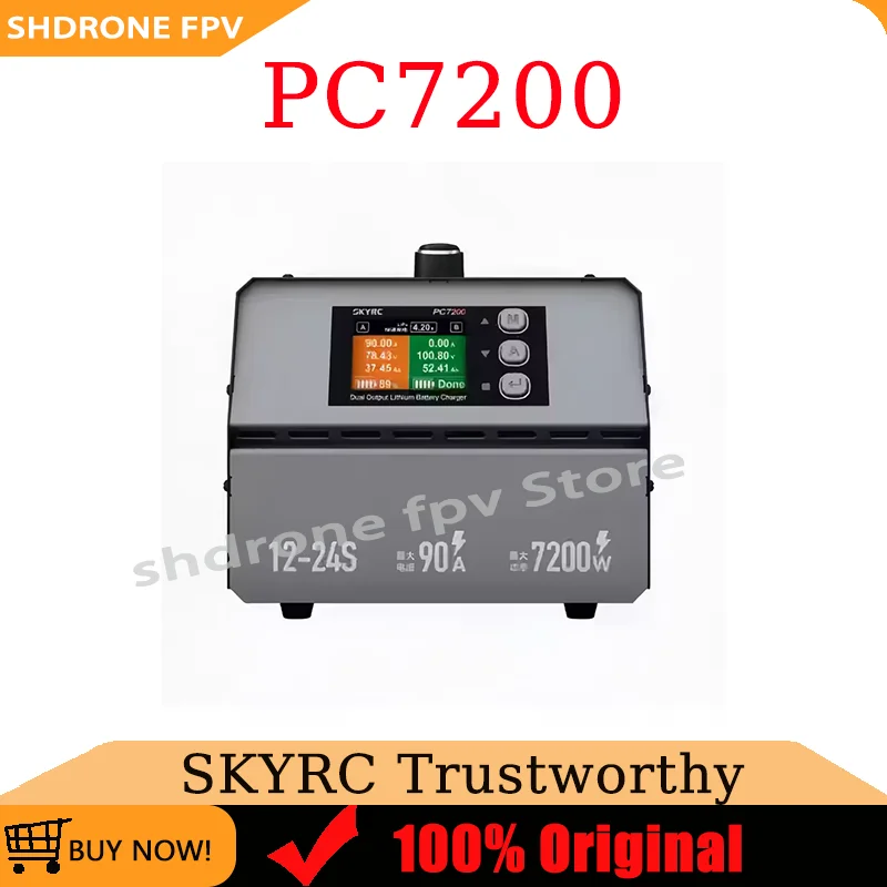 SKYRC PC7200 Dual Output Lithium Battery Charger 2.8Inch Color LCD Display for 12/24S Battery, 90A Fast Charging with CAN