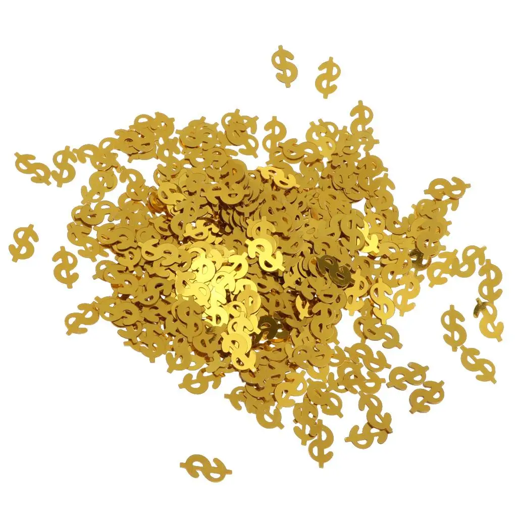 Bag of 30g Metallic Golden Dollar Symbol Confetti Party Table