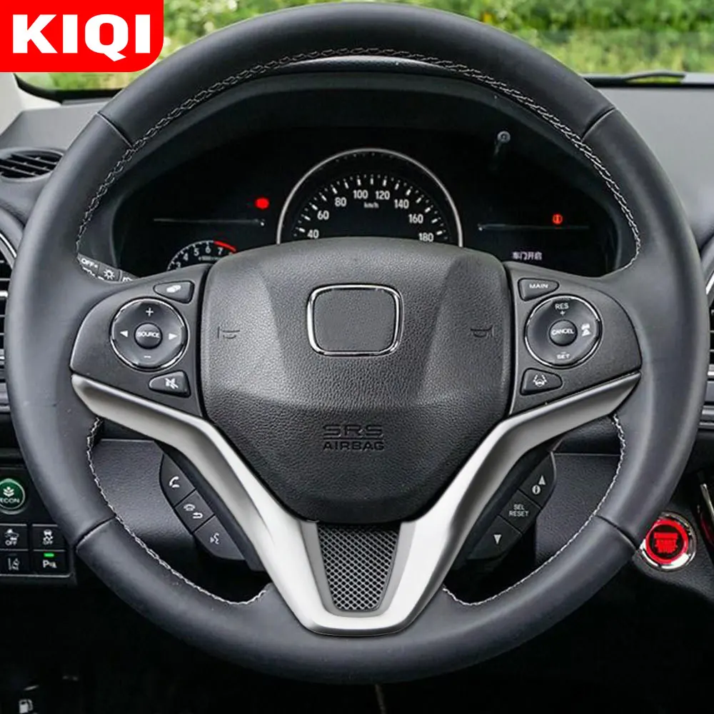 ABS Chrome Car Steering Wheel Cover Sequins Sticker Case for Honda HR-V HRV Vezel 2015 - 2022 Accessories