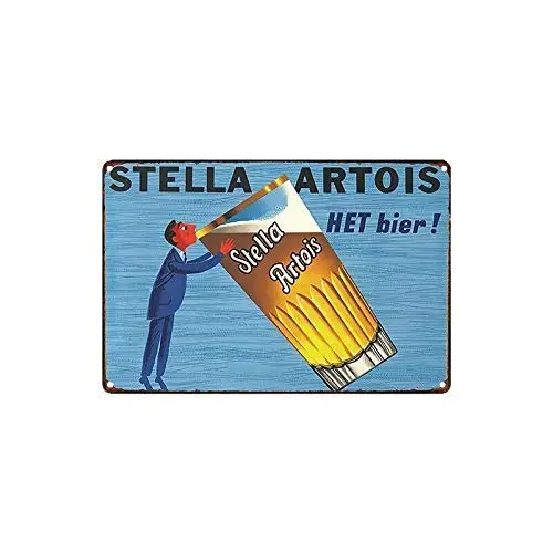 Letrero de estaño de Metal Stella Artois Het Bier Pub Bar al aire libre cartel Retro hogar cocina restaurante decoración de pared carteles