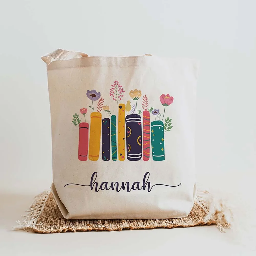 

Custom Library Canvas Tote Bag Preschooler Book Bag Birthday Teacher Appreciation Gift Book Club Events Back To School Gift