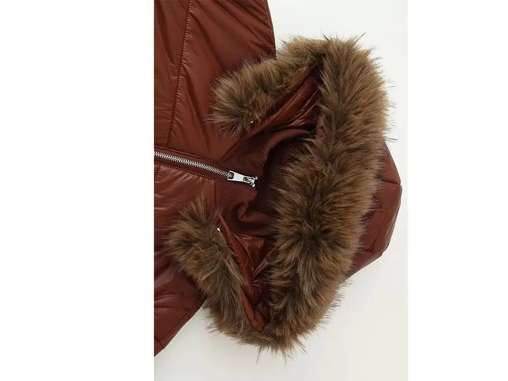 

HH Новая женская зимняя модная универсальная стеганая куртка с длинными рукавами на молнии из искусственного меха с капюшоном Женская повседневная куртка в уличном стиле