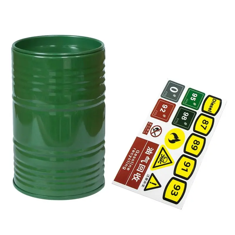 ABUM-5X Metal Simulation Oil Barrel, Tool Barrel, Pen Holder For 1/10 1/8 Rc Crawler Car TRX4 SCX10 RC Car Accessories Green