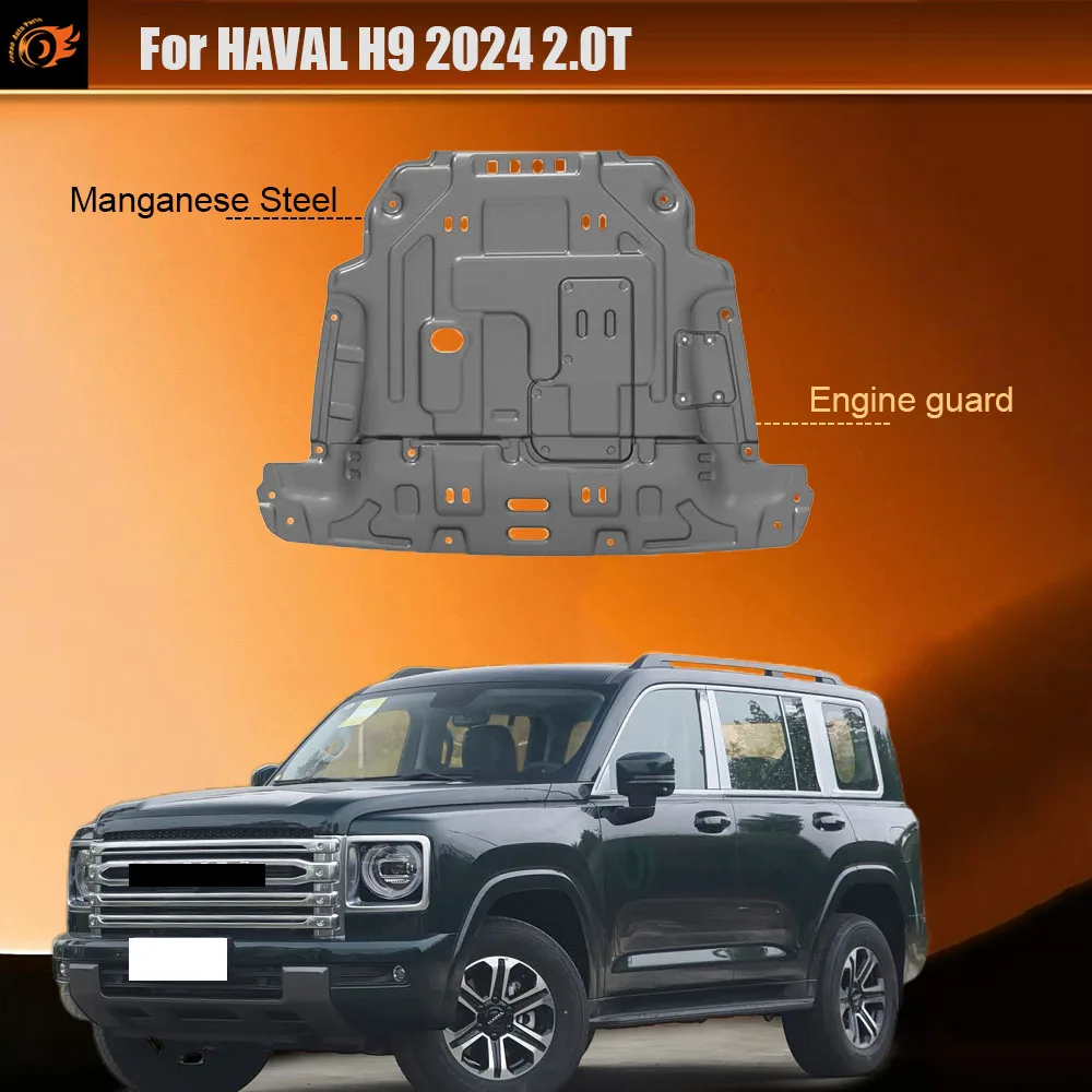 Für HAVAL H9 2024 2.0T Kunststoff-Stahl-Unterbodenschutz Motorhauben-Motorschutz Autozubehör