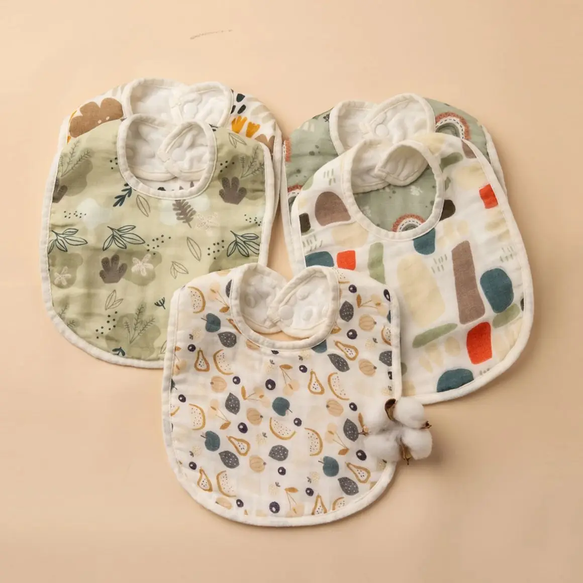 Soft Cotton Gauze Baby Bibs, Panos de Burp recém-nascidos, Meninos e meninas Bandana Scarf, Alimentação Drool Bib, Em forma de U, Novo