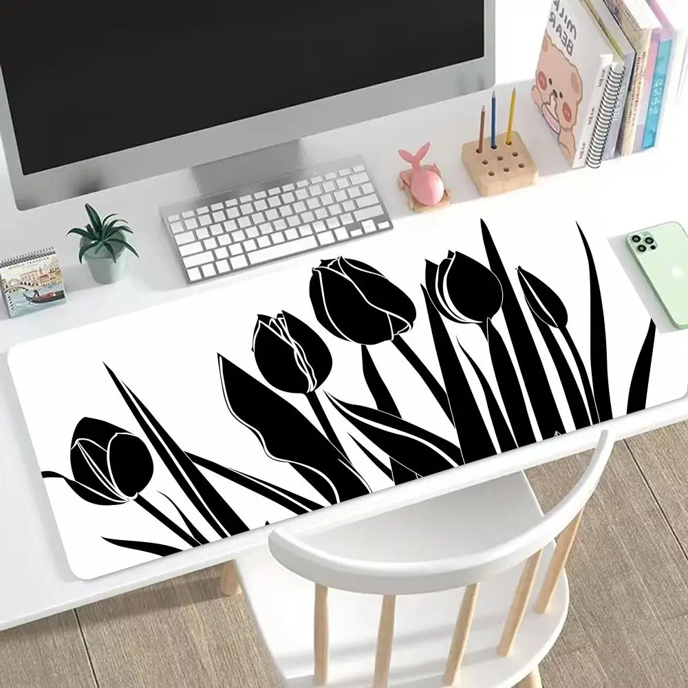 

The Silhouette Of Flowers Mouse Pad Cute HD Mousepad Pad Extended Gaming Keyboard LargeMousepad 90x40cm XXL Gamer Mouse Pad