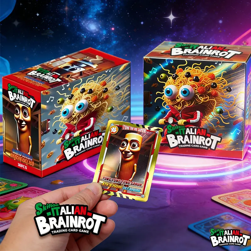 

Italian Brainrot Trading Card Game Tung Tung Tung Sahur Tralalero Tralala Collection Board Game Cards Toys Gift for Kids Favors