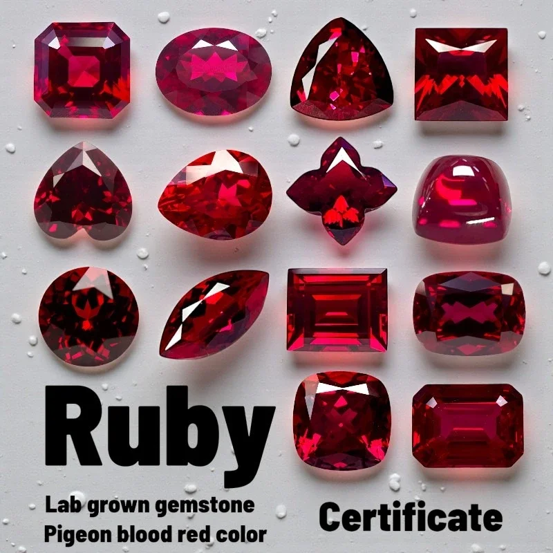 

Ruby Lab Grown Gemstone Pigeon Blood Red Color for DIY Advanced Charms Jewelry Making Materials Multiple Shape with Certificate