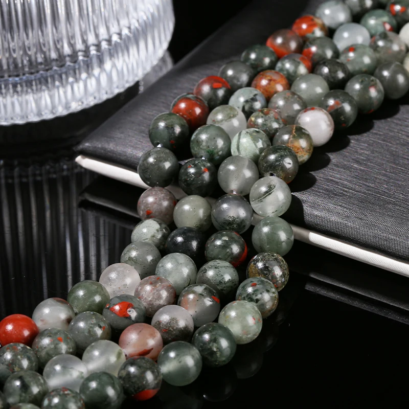 Natural Stone Africa Blood Jasper Beads Round Loose Spacer 4 6 8 10mm For Jewelry Making Diy Necklace Bracelet Accessory
