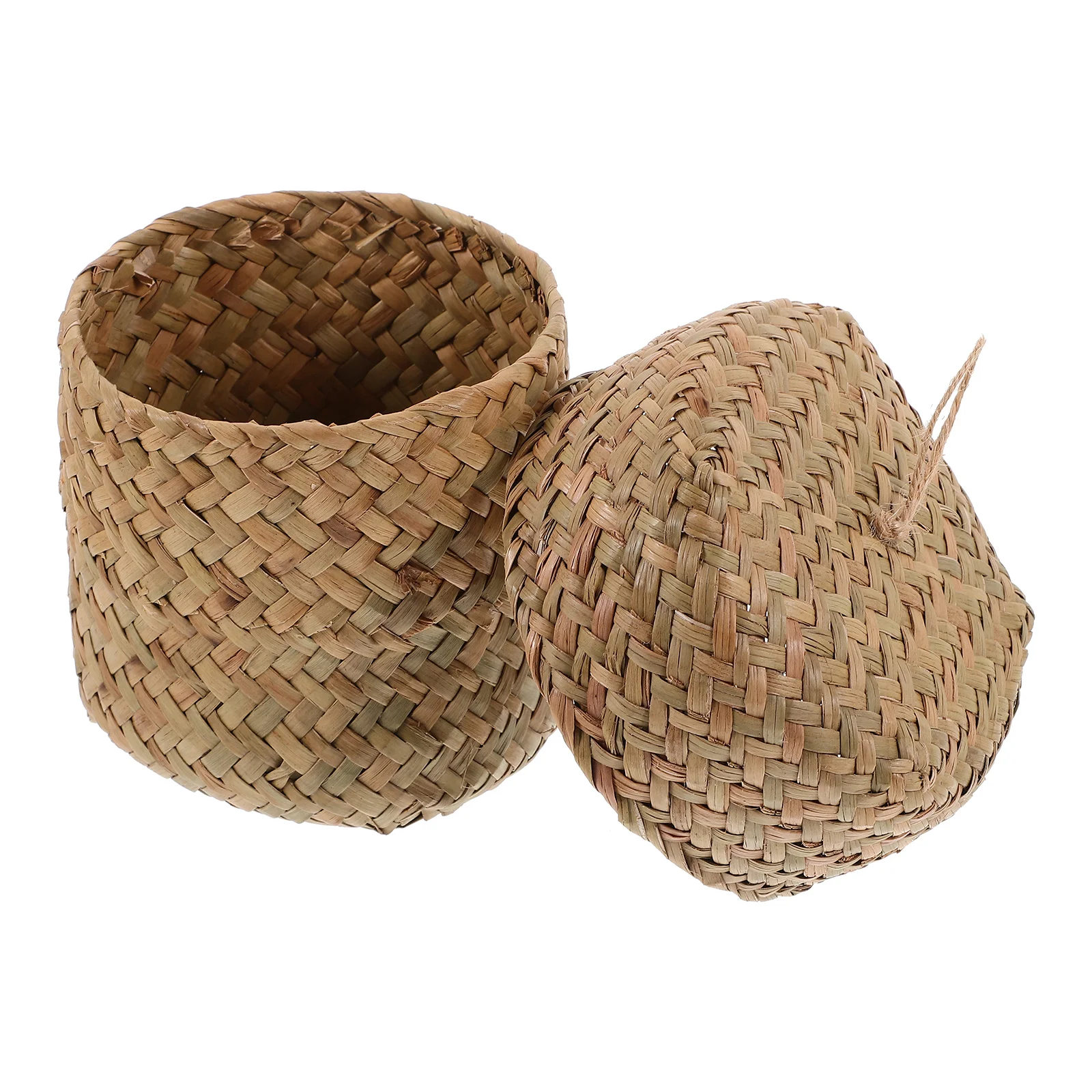 Basket Straw Box Seagrass Storage Baskets Happy Candy Small Round Holder Handmade Baby