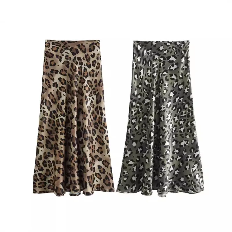 Shpmishal New Large Skirt Spring Long Dress European and American Women's Style Silk High Waist Half Skirt Female Clothing