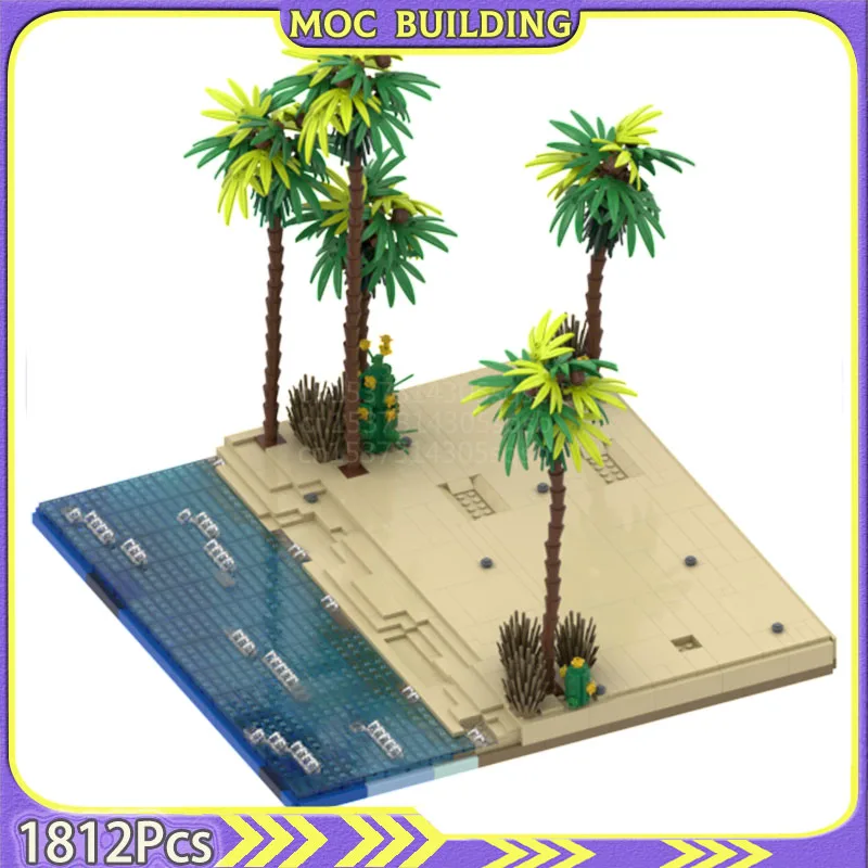 Seaside Coconut Tree City Street View Model MOCBuilding Blocks Display Model DIY Assembly Bricks Construction Toy Gift Present