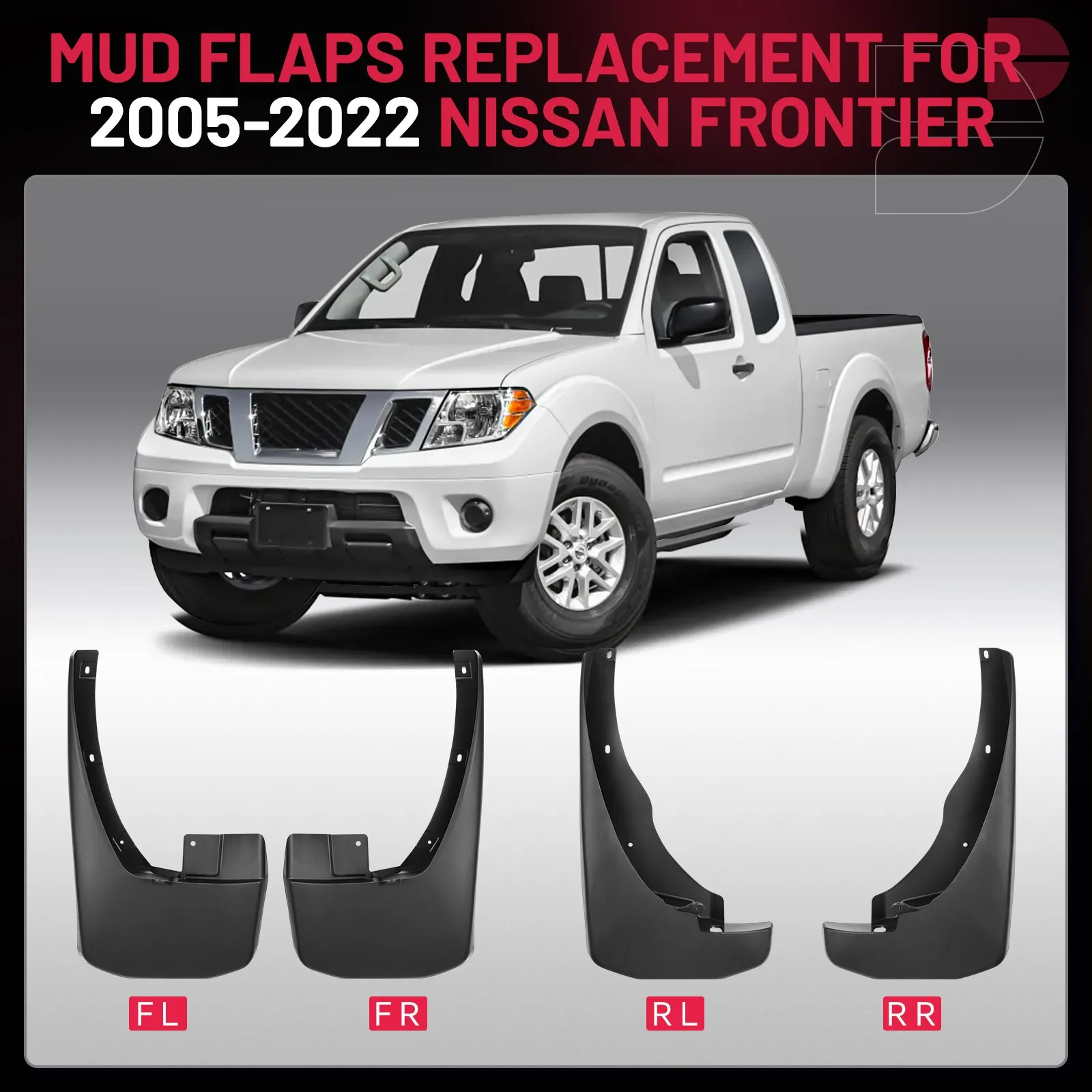 4PCS For Nissan 2005-2022 Frontier Pickup Splash Guards Mud Flaps Front Rear