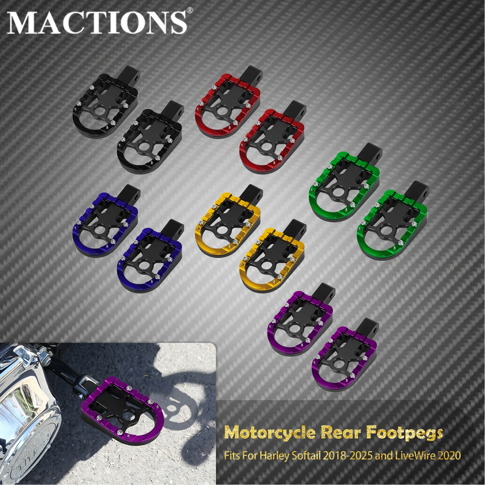 

Motorcycle Footpegs Rear Passenger Footrest Pedal For Harley Softail 2018-25 Breakout Fat Boy Low Rider Standard FXFB FLDE FLHC
