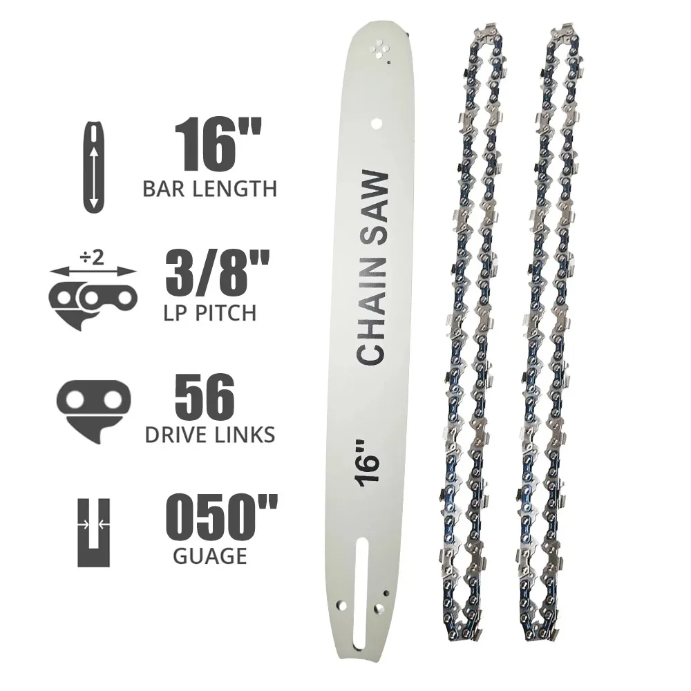 16 Inch 56 Drive Links Chainsaw Chain Guide Bar and Saw Chain Set 3/8