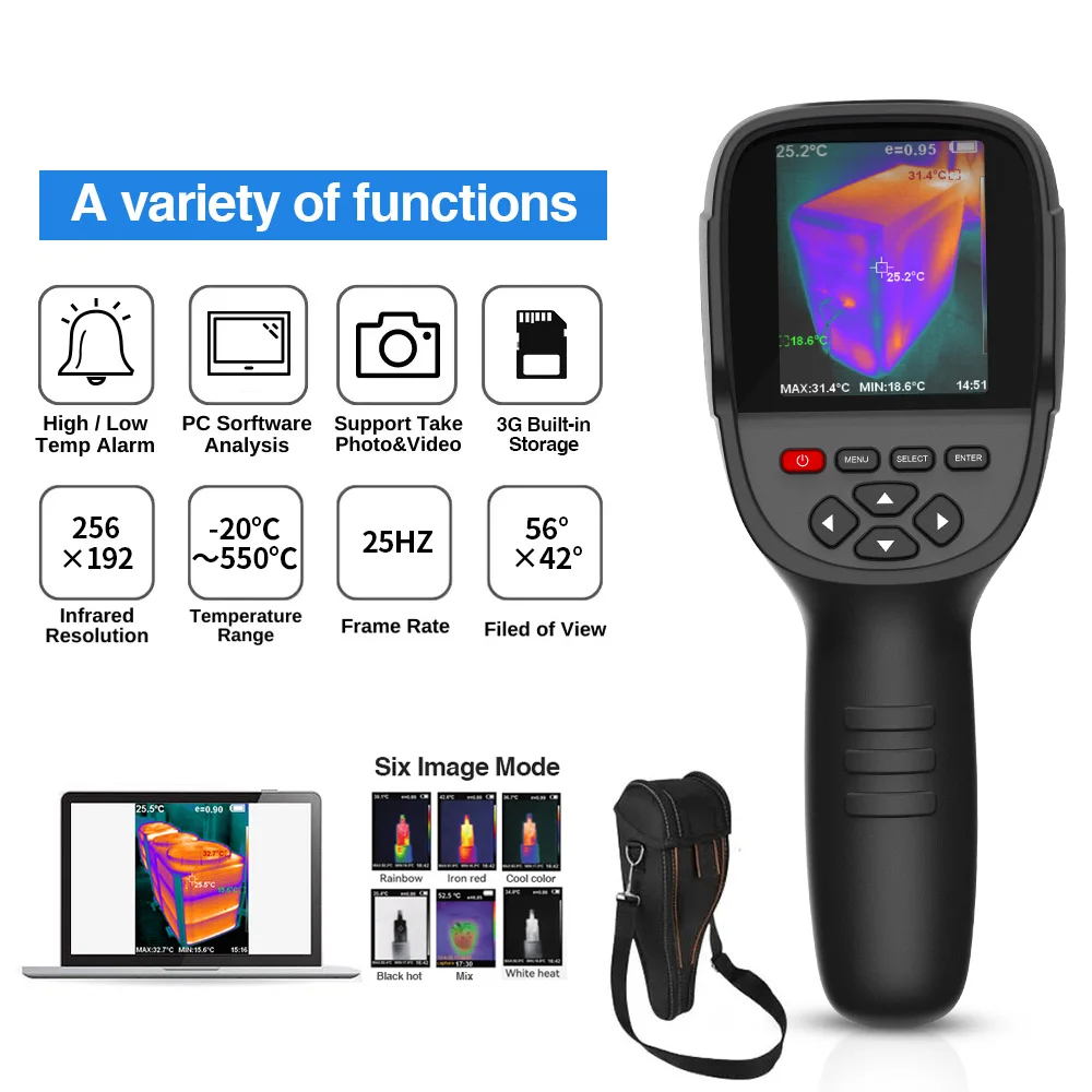 New Thermal Imaging Camera for Water Pipe Leak and Power Electrical 256*192 Handheld Infrared Thermal Imager