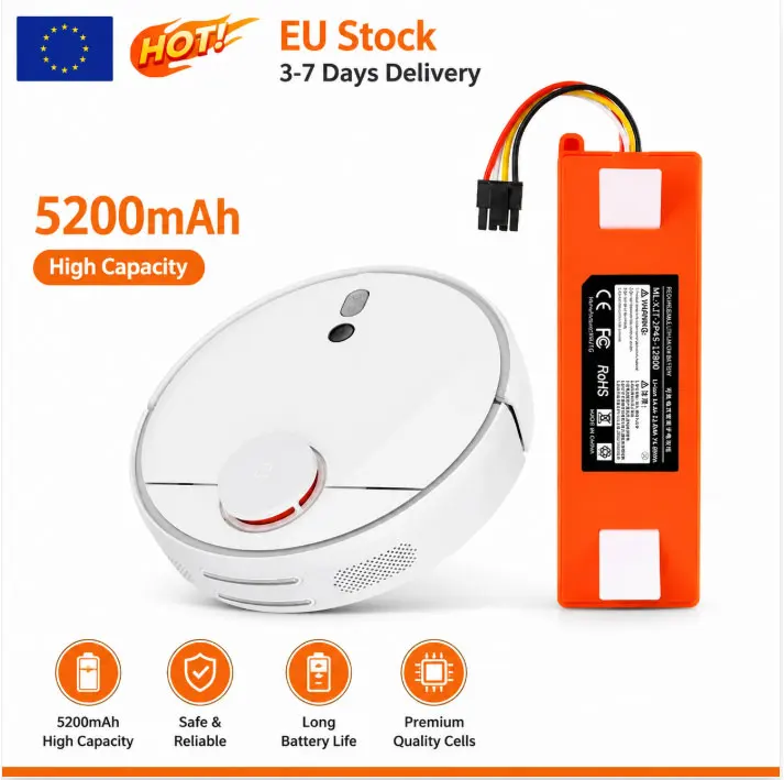 14,4 V BRR‑2P4S‑5200S Ersatzakku für Roboterstaubsauger für Xiaomi Roborock S55 S60 S65 S50 S51 S5 1S 1ST MAX S6 Ersatzteile EU-Lagerbestand Polen Lager Schnelle Lieferung 3-7 Werktage
