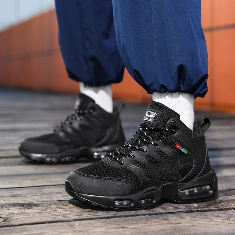 Men's cushioning casual sports shoes four season new breathable non-slip Outdoor running shoes light plus size students sneakers