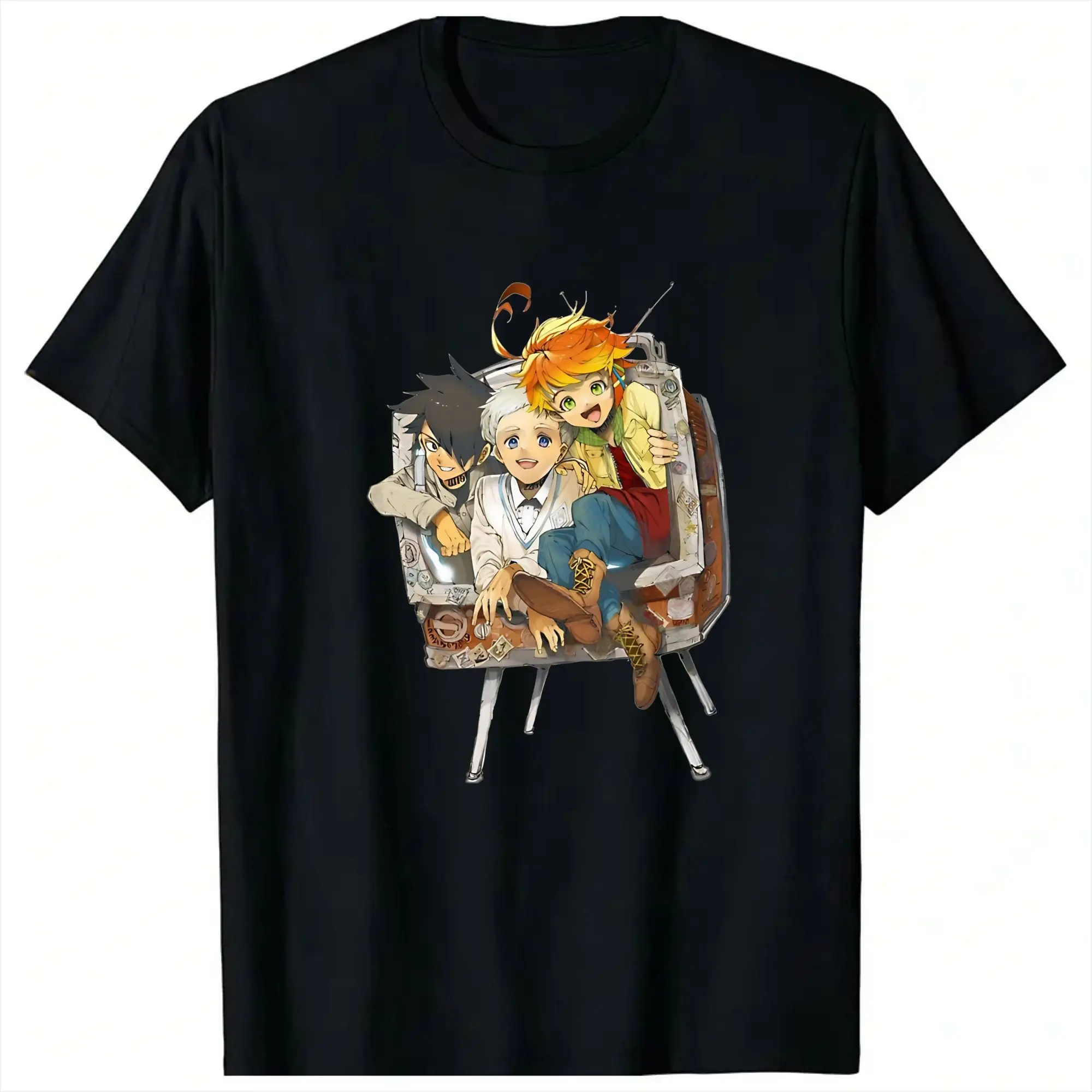 The Promised Neverland Emma,Norman & Ray T-Shirt For Man Summer  Awesome T Shirts O-Neck Harajuku Tees Big Size Printed Tops
