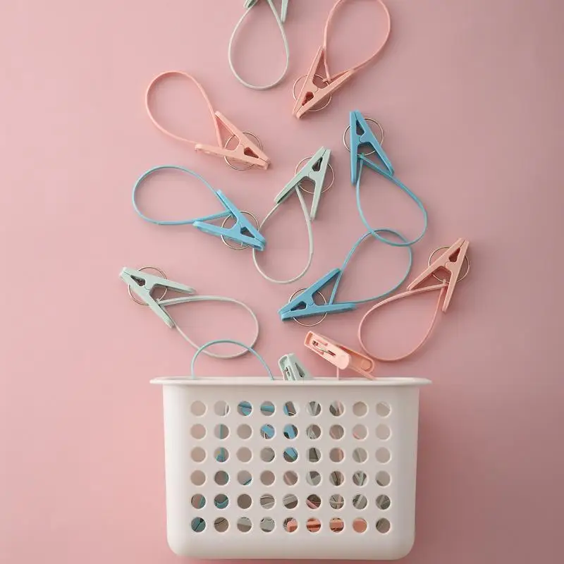 Household Clothesline Strong Small Windproof Clips For Drying Clothes Socks And Underwear 12-pack Hook Clip Clothes Hanger