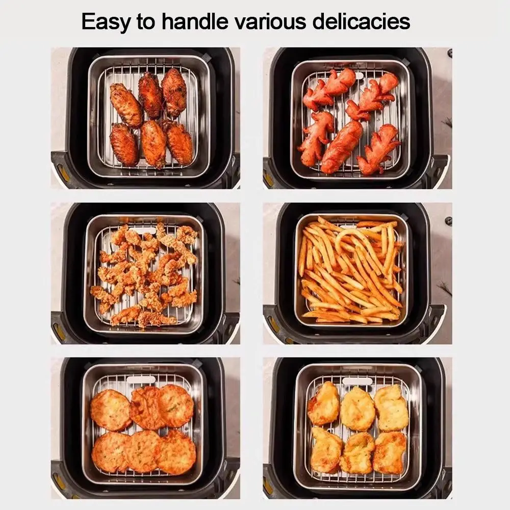 Round Square Cooking Rack With Foot Thicken Grid Grill 304 Stainless Steel Air Fryer Rack Home Kitchen Oven Steamer Cooker