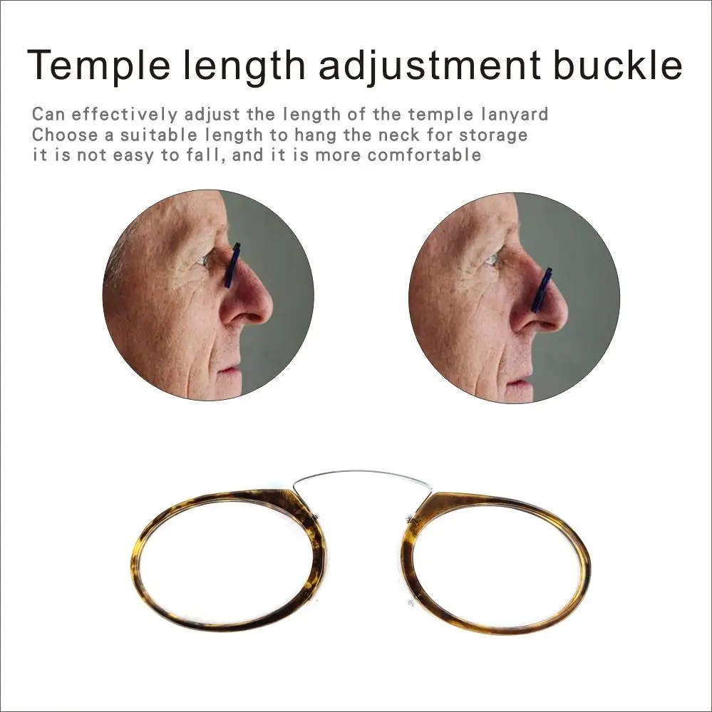 Beinlose Clip-Nase-tragbare Lesebrille für Männer und Frauen. Ultraleichte, ultradünne Presbyopie-Brille mit Originaletui – Detail 8
