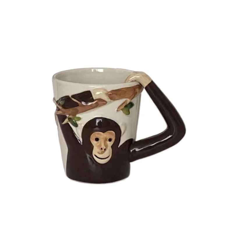 Creative Cartoon Animal Ceramic Mug Senior Monkey Children Cute Water Cup Personality Funny Coffee Cup Gift Kitchen Tableware