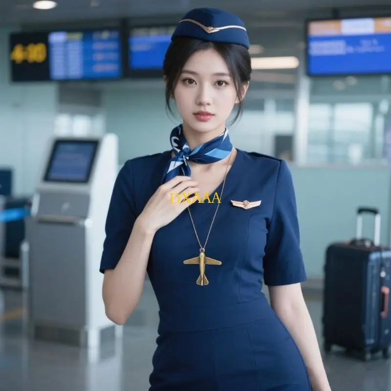 DXAA Airplanes Necklace Flight Attendant Necklace for Halloween Cosplay Flight Attendant Costume Accessories