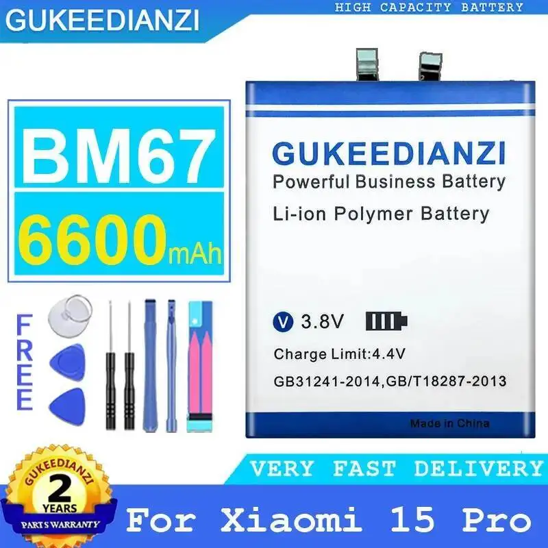 

Safe For Xiaomi 15 Pro Mobile Phone Battery BM67 6600Mah