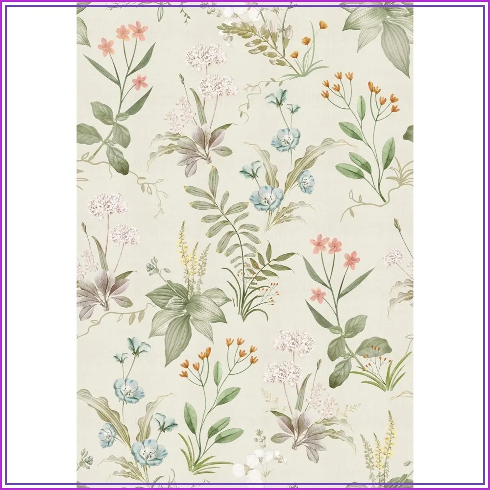 

Vintage Floral Peel and Stick Wallpaper Beige Wildflowers Removable Renter Friendly 17.3in x 9.8ft