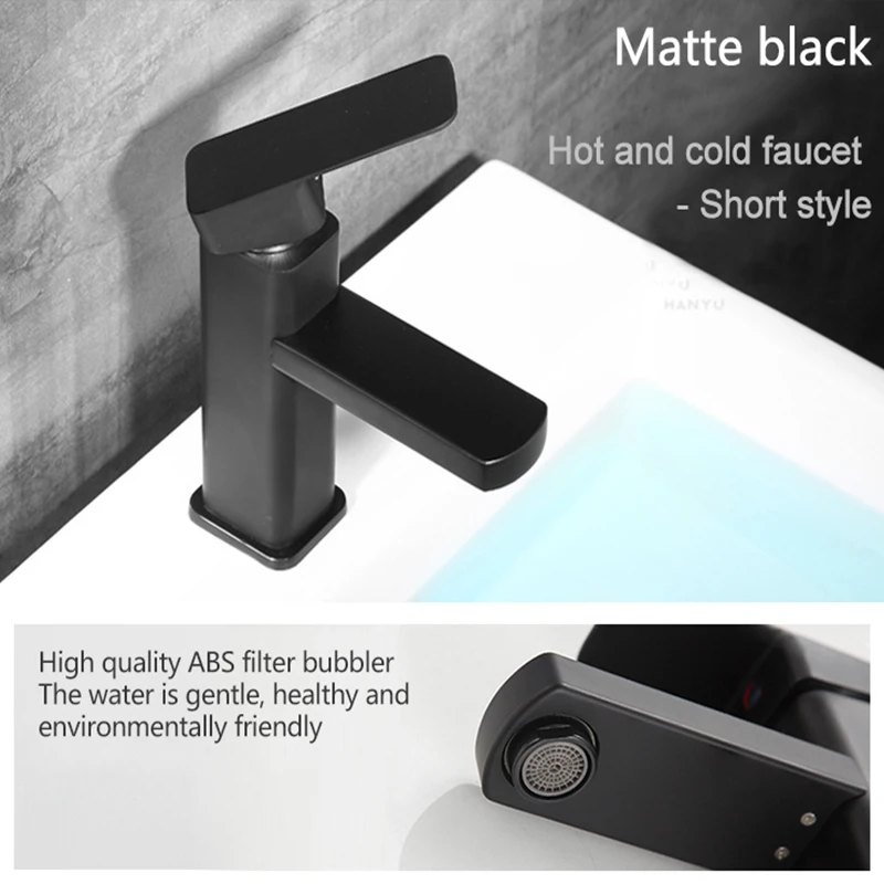 Stainless steel basin sink faucet Bathroom faucet basin Mixer Hot and cold water faucet deck mounted square single rod faucet ma