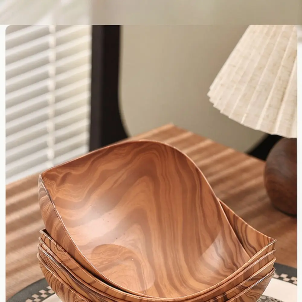 Rustic Style Wood Grain Fruit Tray Serving Dish For Snacks Dried Food Candy Modern Household Kitchen Storage Bowl