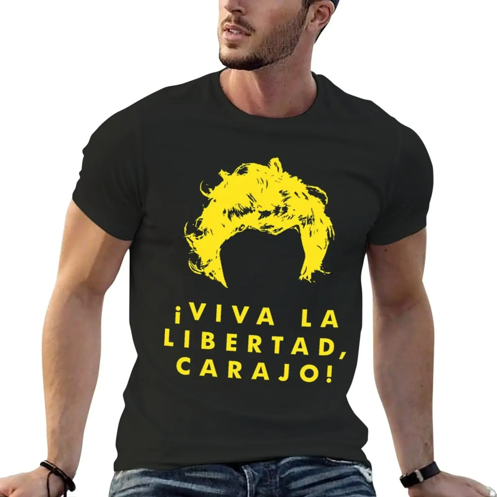 VIVA LIBERTAD YELLOW MILEI T-Shirt Blouse hippie clothes quick drying t shirts men