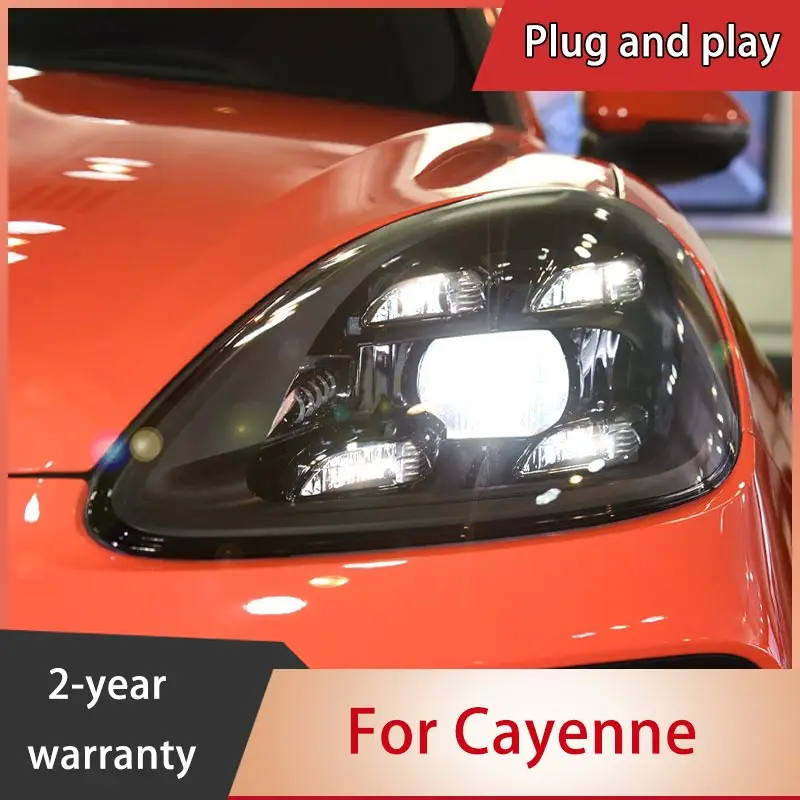 LED Head Lamp For Porsche Cayenne Headlights 2011-2018 LED DRL Running Light LED Low Beam+High Beam Assembly