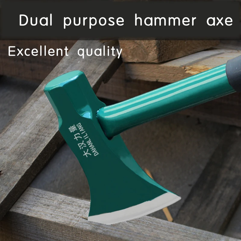 Octagonal Hammer, Large Axe for Logging, Kitchen Splitting, Wood Cutting, Outdoor Steel Pipe Handle, High Quality Hammer Axe