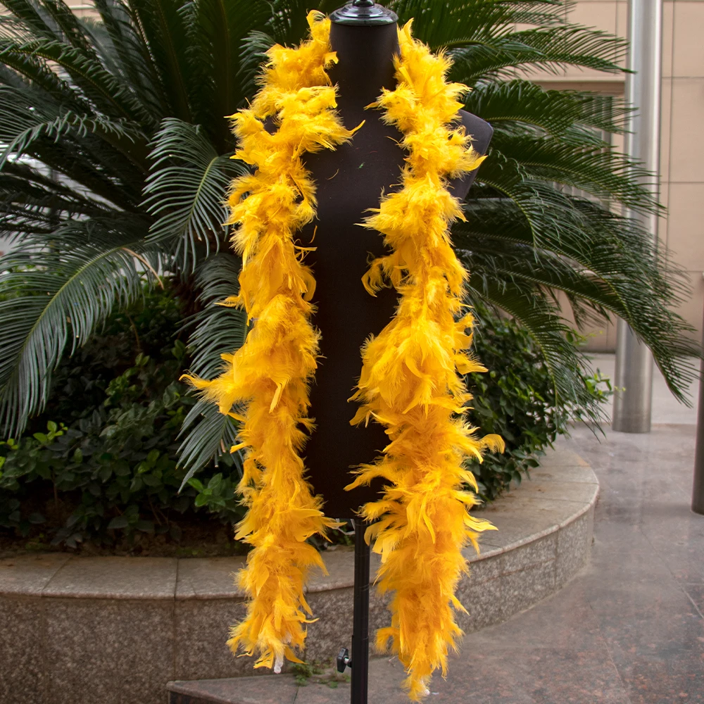 60 G Gold Yellow Turkey Feathers Boa Fluffy Marabou feather scarf trims for Costume Party Dress Sewing Decoration plumas boa