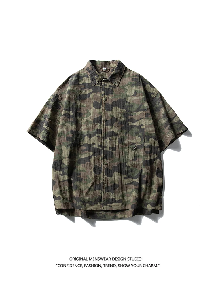 

Lightweight Qui-Dry Ice Silk Camouflage ort Sve irt Men's Summer Thin American Workwear Collar T-irt irt