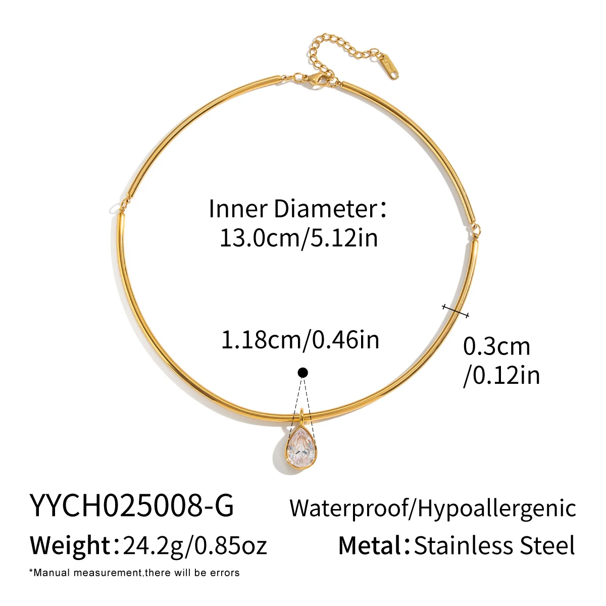 Miia Jewelry 18K Gold Edelstahl Choker Halskette Geometrischer Mehrform-Kristallanhänger Halskette für Frauen – Detail 11